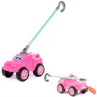 Автомобиль каталка Боби с ручкой розовый 75021 П-П /12/