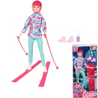 Кукла Карапуз SSET2-S-JP София 29см, лыжи, акс., руки и ноги сгиб.