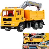 Модель 1995464-R свет-звук самосвал кран, 15,5 см, баг.,подв. дет., инер. Технопарк в кор.