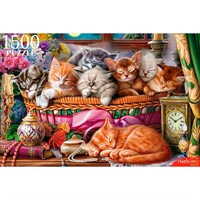 Пазл 1500 Ночные котята в корзине Ф1500-6639