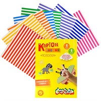 Картон цветной 8 л. 8 цв. А4 узорн. мелован. Каляка-маляка Полоски КЦУКМ-П