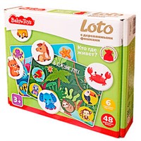 Лото с деревянными фишками Кто где живет? Baby Toys 04925