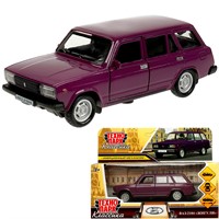 Модель 2104-12-PRP ВАЗ-2104 ЖИГУЛИ 12 см, двери, багаж, инерц, баклажан Технопарк  в коробке