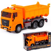 Автомобиль самосвал МАЗ инерционный со светом и звуком оранжевый в кор. 67262 П-Е /8/