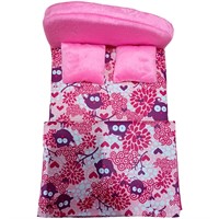 Мебель мягкая Кровать,2 подушки,одеяло."Совы" со малиновым плюшем НМ-003-36 СТОК