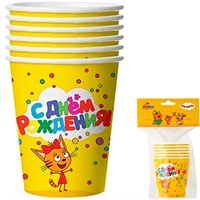 Стакан С ДР Три Кота желтый 250 мл 6 шт. 1502-3722