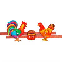 Деревянная Богородская игрушка Курочка с Петушком окраш. 8766 /45/