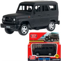 Модель HUNTER-11-MATBK-WOD UAZ ХАНТЕР длина 10,5 см, инерция,матовый черный Технопарк  в кор.