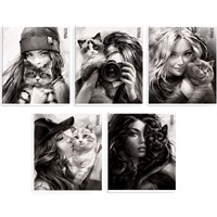 Тетрадь 48 л. клетка Девушка с котом 68540