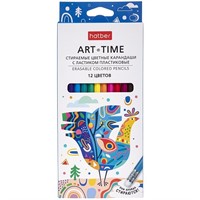 Карандаши цвет. 12 цв. стираемые с ластиком ART-TIME 085923 Hatber