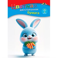 Бумага цветная 16 л. 8 цв. А4 двухсторонняя Пушистый зайка С0235-44