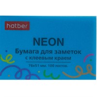 Бумага для заметок NEON 76х51мм 100л с клеевым краем Голубая 090328