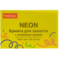 Бумага для заметок NEON 76х51мм 100л с клеевым краем Желтая 090327