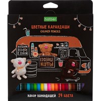 Карандаши цветные 24 цв. ECO Кофейные коты 091074