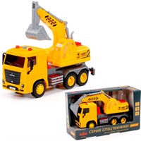 Автомобиль МАЗ-экскаватор инерционный со светом и звуком (в коробке) 94049 П-Е /8/