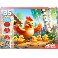 Пазл 35 5 Серия Оживи мультфильм. Курочка цыплятки П35-3565