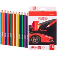 Карандаши цветные 18 цв. Красное авто КЦ-9304