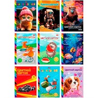 Картон цвет 10 л. 10 цв. А4 мелованный Волшебный Веер 10Кц4 Hatber.