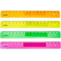 Линейка пластик 16см полупрозрачная цветная флюоресцентная -Ассорти- 037132