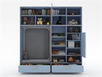 Детская стенка с местом для хранения и прямоугольной зоной отдыха из коллекции мебели «НЕГА»