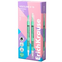Текстовыделитель зеленый двухсторонний стираемый Visioline V-16 Erasable Pastel 60791 ErichKrause