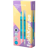 Текстовыделитель голубой двухсторонний стираемый Visioline V-16 Erasable Pastel 60793 ErichKrause