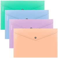 Папка-конверт на кнопке пластиковая Matt Pastel Bloom, A4, непрозрачный, ассорти 61142 ErichKrause