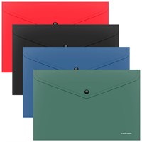 Папка-конверт на кнопке пластиковая Fizzy Classic, A4, непрозрачный, ассорти 55398 ErichKrause