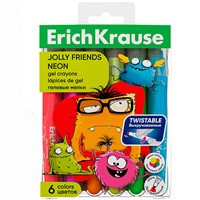 Гелевые мелки 6 цв. Jolly Friends Neon, 65540 /Erich Krause/