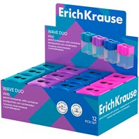 Точилка пластик Wave Duo, Vivid с контейнером ассорти 60046 ErichKrause