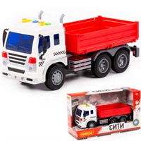 Автомобиль Сити бортовой, инерционный со светом и звуком красный в коробке 91659 П-Е /8/