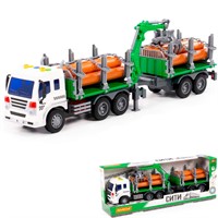 Автомобиль Сити лесовоз с прицепом инерционный со светом и звуком синий в коробке 96081 П-Е