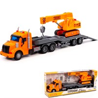 Автомобиль тягач Профи-трейлер инерц. со светом и звуком+гусеничный кран 84009 П-Е /4/