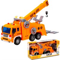 Автомобиль эвакуатор №2 Сити инерц. свет, звук оранжевый в кор. 59004 П-Е /4/