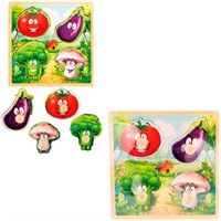 Деревянная Рамка-вкладыш Овощи на грядке 15x15x0,6 см ИД-0174