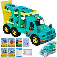 Автовоз с карточками водителя КРОКОТАМ зеленый А-8007 /5/