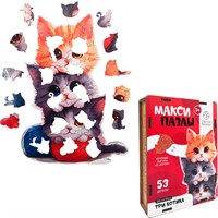 Деревянный Пазл фигурный макси Три котика B-003