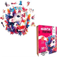 Деревянный Пазл фигурный макси Единорог B-001