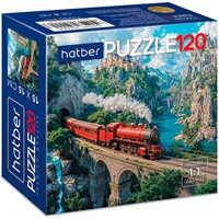 Пазл 120 эл. Красный паровоз 120ПЗ5_35436 Hatber.