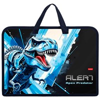 Папка для тетрадей на молнии 1 отделение Dino Space с ручками 094465