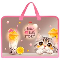 Папка для тетрадей на молнии 1 отделение Juice Story с ручками 094457