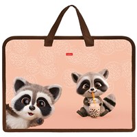 Папка для тетрадей на молнии 1 отделение Вот енот с ручками 094458