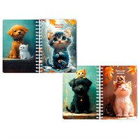 Записная книжка 80 л. А6 перевертыш Пушистые друзья С1226-73