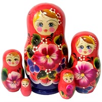 Деревянная Матрешка 5 в 1 малая Цветы, Эскиз 16, Разноцветы М05110316