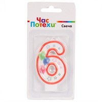 Свеча цифра "6" Шары 7 см 1502-4393