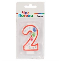 Свеча цифра "2" Шары 7 см 1502-4389