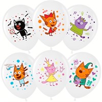 Шар 12" Три Кота Играем вместе белый 1103-3045 /цена за упак 25шт /