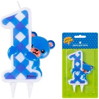 Свеча цифра "1" Медвежонок мальчик/G 1502-4068