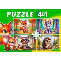 Пазл 4 в 1 Лесные зверушки 8, 12, 15, 20 эл. П-3413
