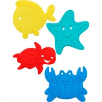 Набор антискользящих мини-ковриков на присосках "Морские жители" 4 шт. Яркие КВ-4996
